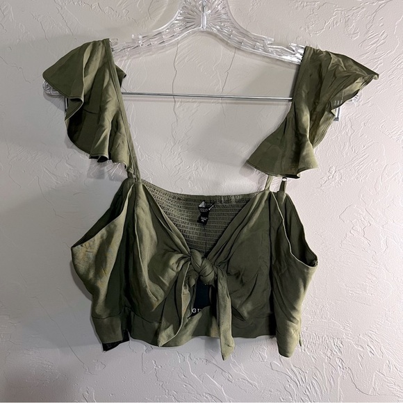 NWT Guess Army Green Charissa Crop Top - Picture 2 of 8